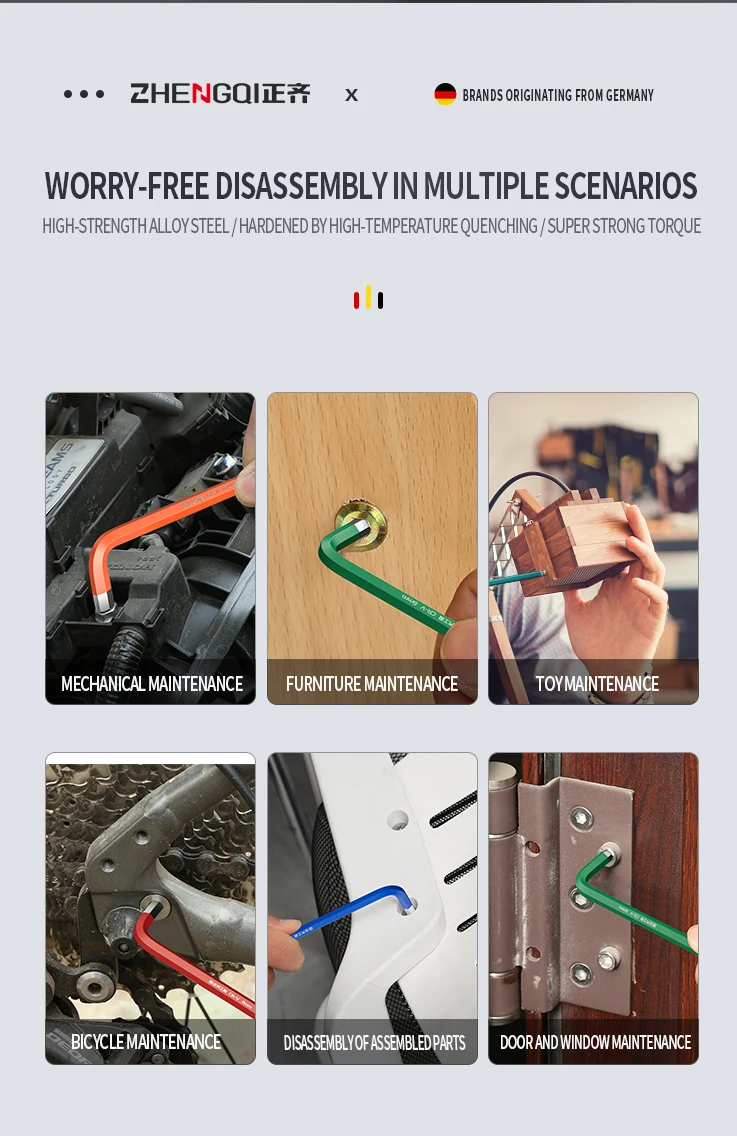 Innensechskantschlüssel-Set, L-Schraubenschlüssel-Set, geeignet für Zuhause und Arbeitsplatz, Sechskantschlüssel-Set, 1,5 mm bis 10 mm Sechskantschlüssel, manuelles Reparaturwerkzeug – Detail 3