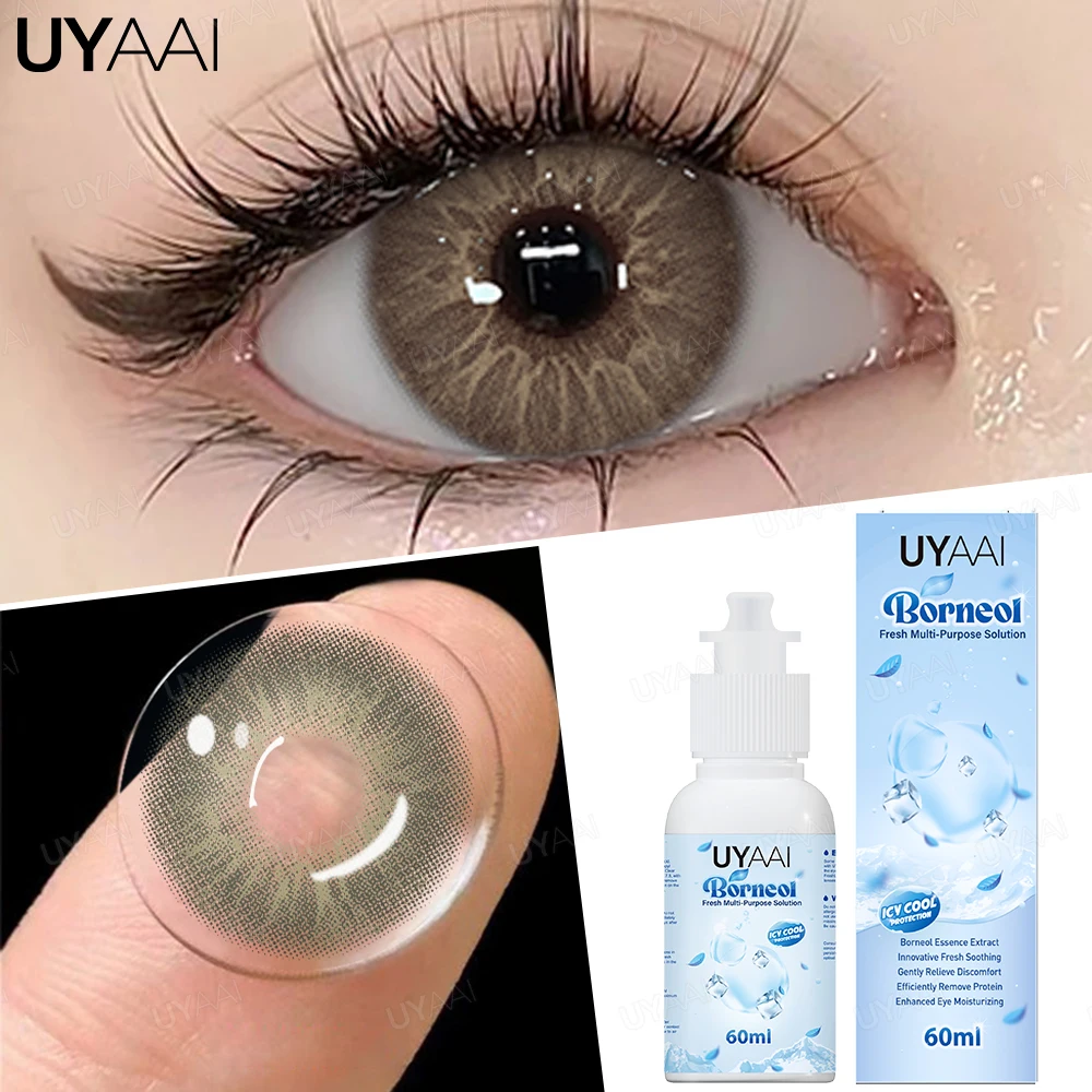 UYAAI 60ML Lenses Solution Set 1 Pair Hot Sales Colored Contact Lenses for Eyes with ICE COOL Contact Lenses Solution Liquid