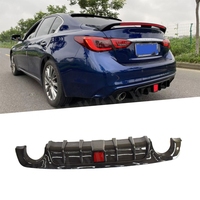 ABS Carbon Look Car Rear Bumper Lip Diffuser With LED Light for Infiniti Q50 2018-2021 Spoiler Auto Decoration Covers