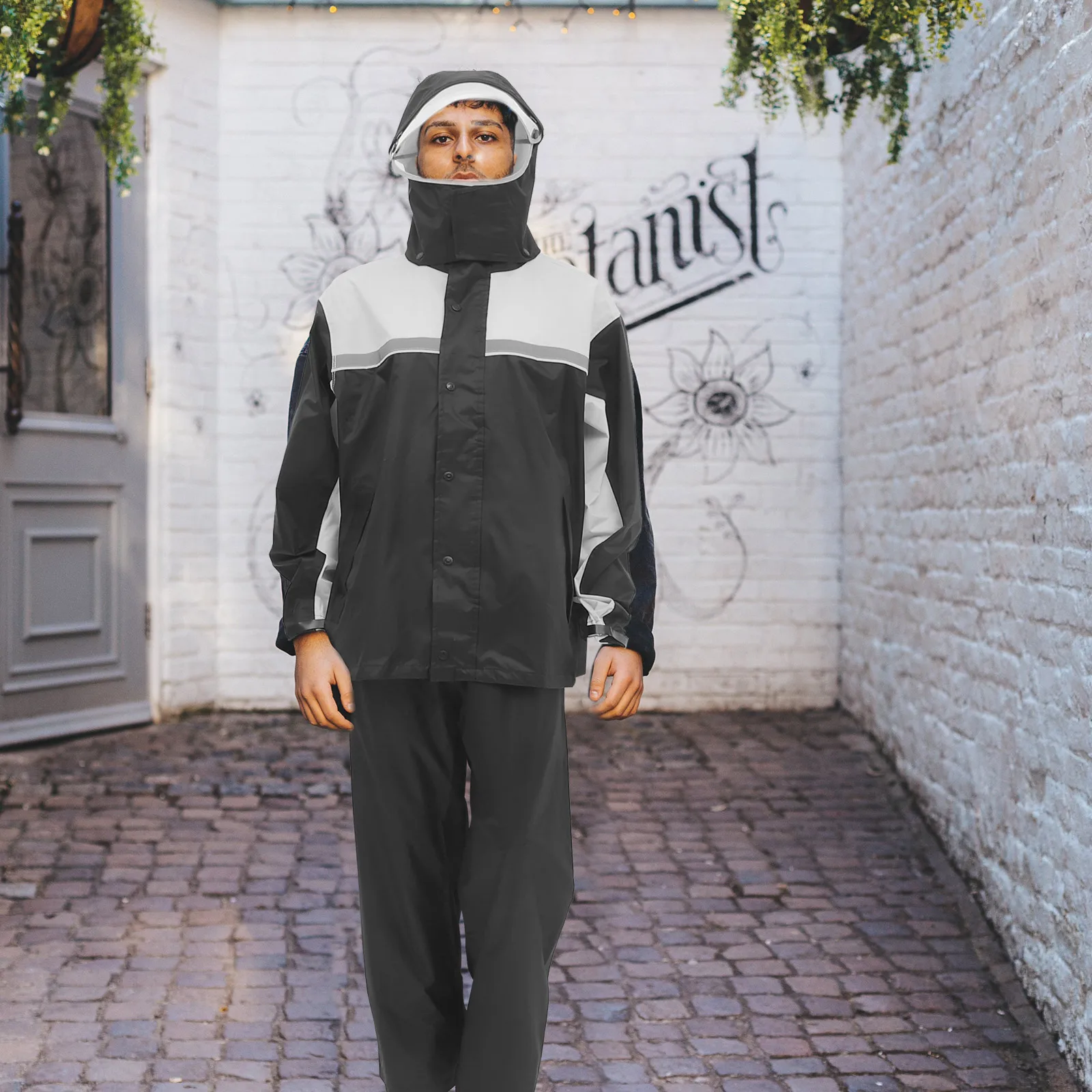 

Rainproof Motorcycle Rain Suit for Men Black Green Scooter Riding Gear Waterproof Jacket Pants Set
