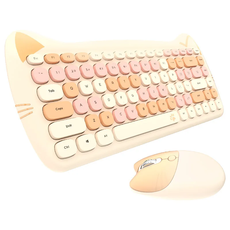 M800 Cute Wireless Keyboard Mouse Combo 2.4ghz Retro Colorful Wireless Keypad Mouse Compatible With Windows Pc Desktop Laptop