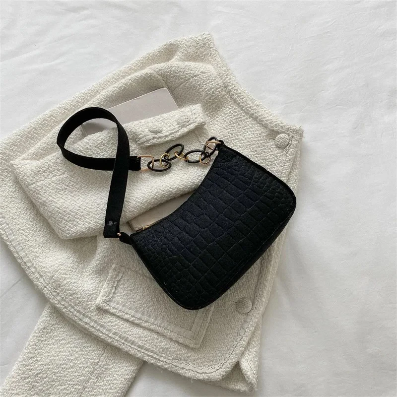 Lady Felt Armpit Design Luxury Tote Released Fashion Ladies Handbag Under Crescent Small Square Bag image 3