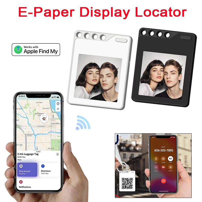 

4 Color Portable Pet Anti-Lost Device with 1.54inch E-ink Display Bluetooth Electronic Badge Mini Luggage Tag Pet Locator