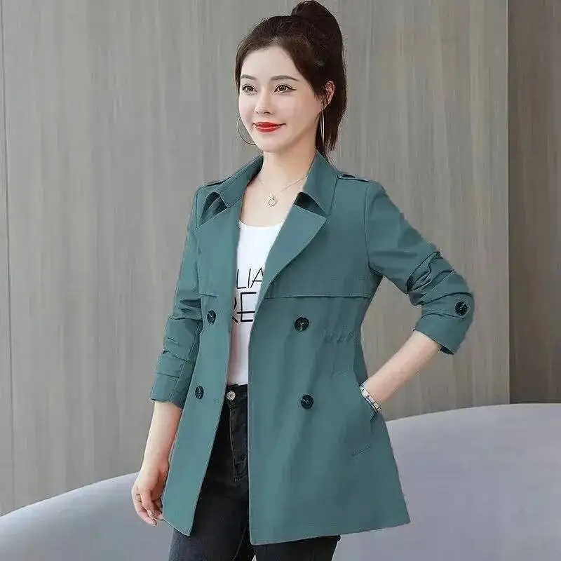 New Trench Coats Spring Autumn Jackets Lined Casual Coat Suit Collar Women Korean Fashion Women's Jacket 2025 Slim Pink