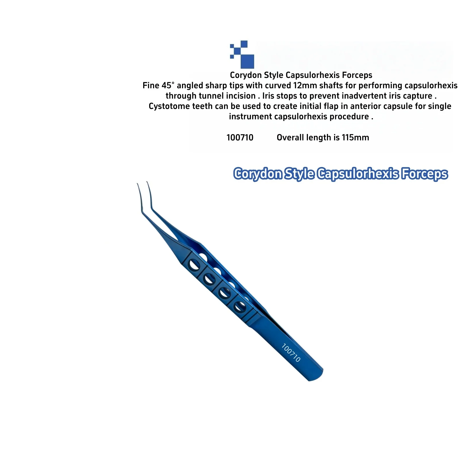 

Corydon Style Capsulorhexis Forceps Ophthalmic instruments Multifunctional ophthalmic forceps, reusable