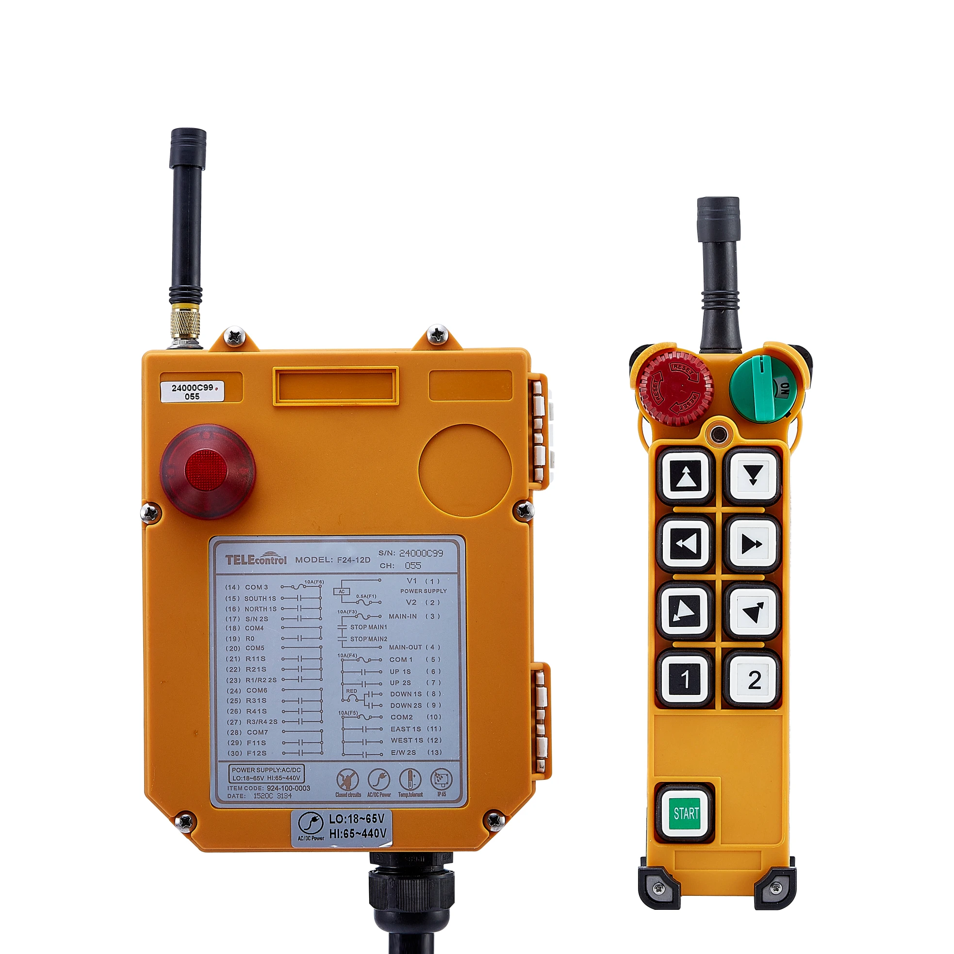 TELEcontrol UTING F24-8D Wholesales Industrial Remote Controller 8 Double Speed Buttons Switches ACDC12V18-440V Hoist Crane Lift