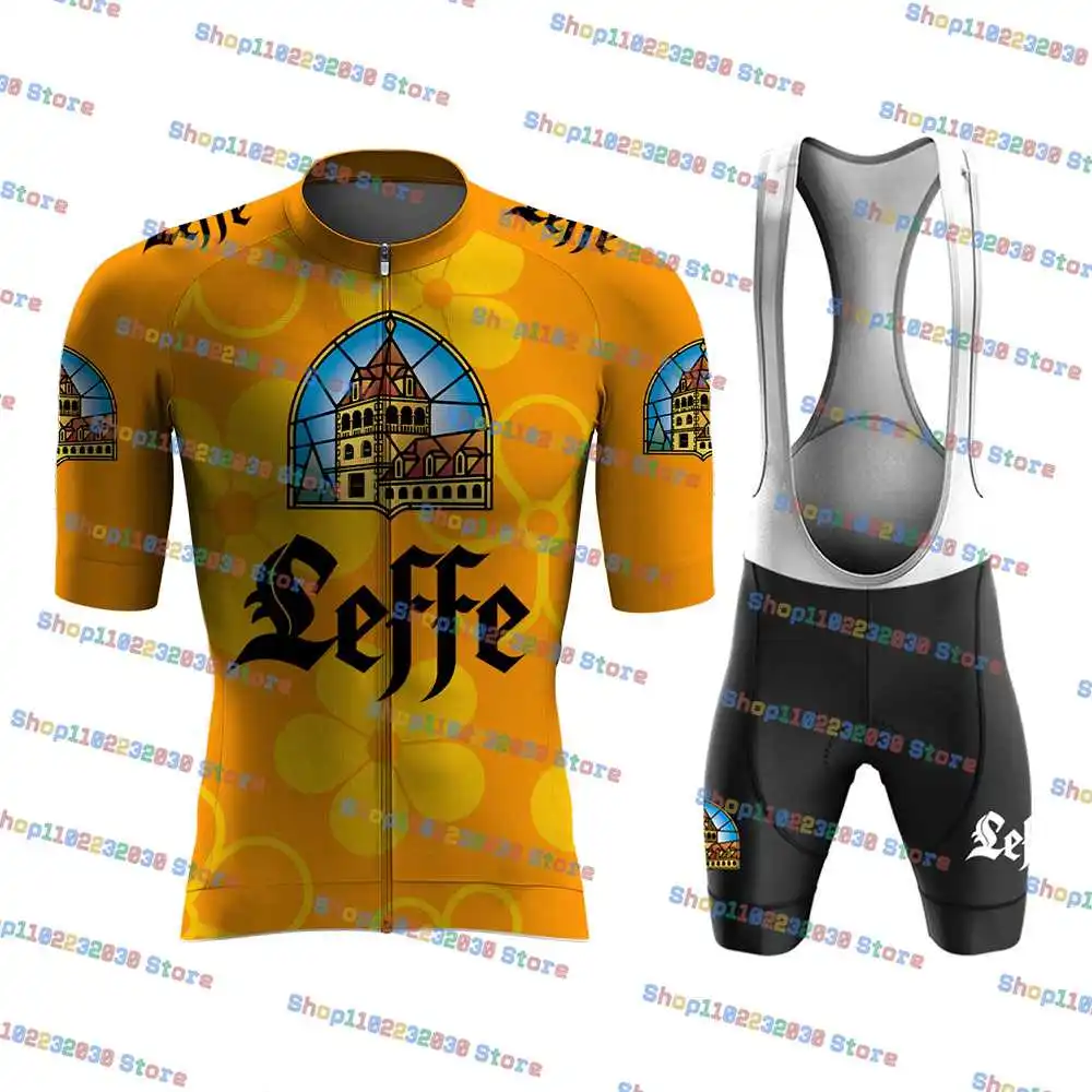 2024 Leffe Beer Drink Cycling Jersey Sets Racing Short Sleeve Quick Dry Maillot Ciclismo Bicycle Clothing