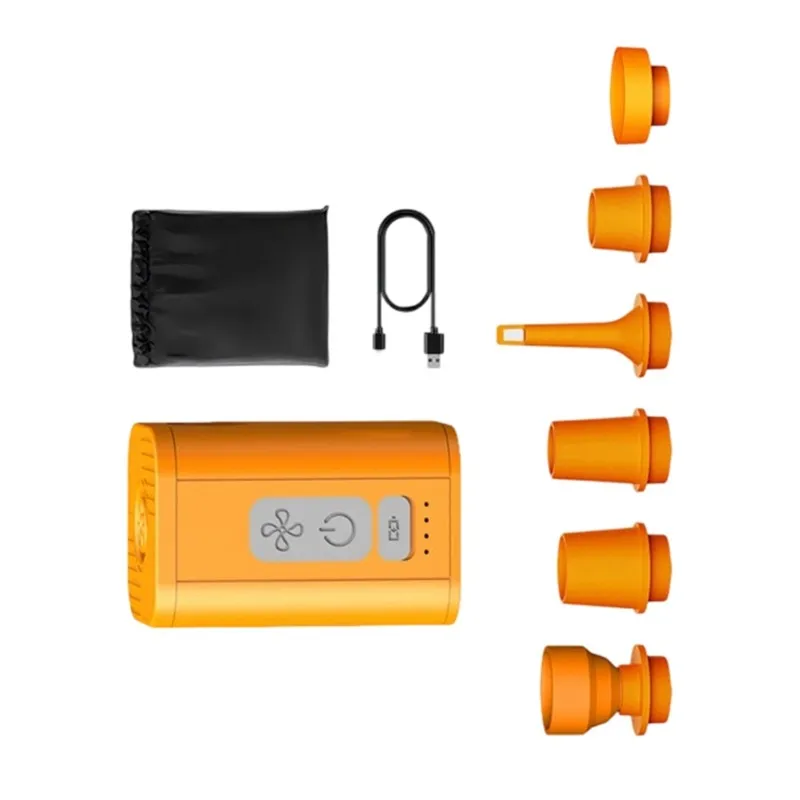 ABHI-Mini Electric Air Pump With LED Light-Portable USB Charging, Versatile For Outdoor Use In Orange Color