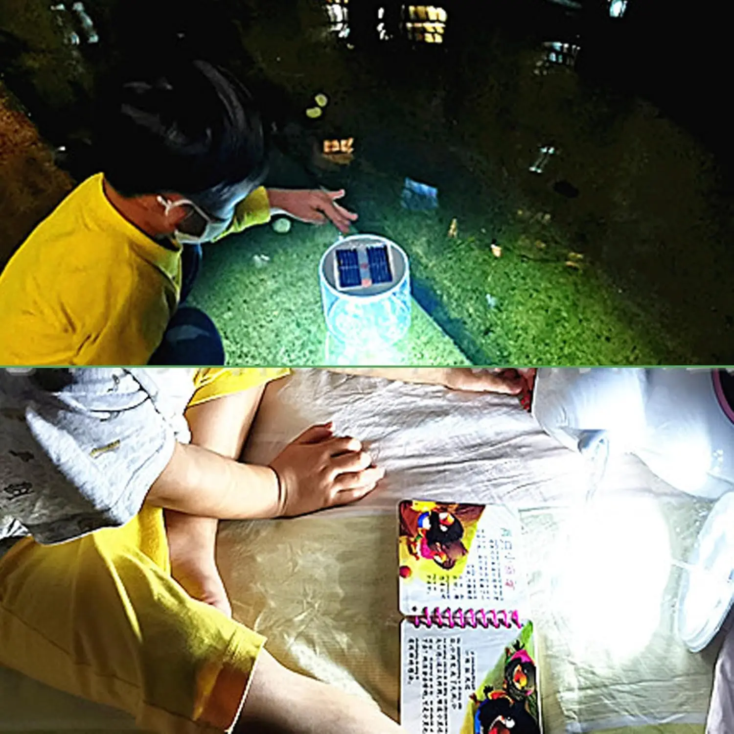 فانوس شمسي قابل للنفخ مقاوم للماء ، فانوس تخييم بإضاءة ليد بيضاء ، مصباح قابل للطي بمقبض ، ضوء طوارئ ، 2 * * #5