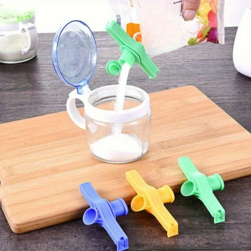 

Non-Slip Sealing Clips with Spout - Food Bag Sealer Strips Moisture-Proof Snack Milk Powder Clamps Home Plastic Bag Sealer
