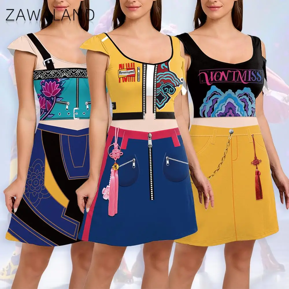 

Костюм охотника на демонов Зои Мира, платье для косплея, женское платье на Хэллоуин, вечерние Kpop, идол Руми, нарядное платье для выступлений на сцене