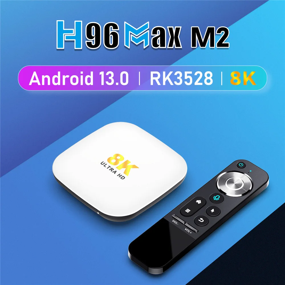 

H96 MAX M2 Android 13 Smart TV Box 1000M LAN RK3528 4G 64G 8K 2.4G&5G Wifi6 BT AV1 3D Google Voice Media Player Set Top Box