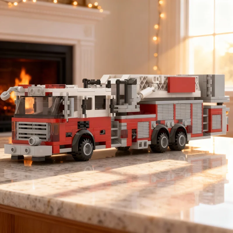 

727 деталей MOC: Американская пожарная башня со средней вышка-выдвижной платформой, модель для сборки, строительные блоки, подарок своими руками, креативный коллекционный декор, премиум-класс
