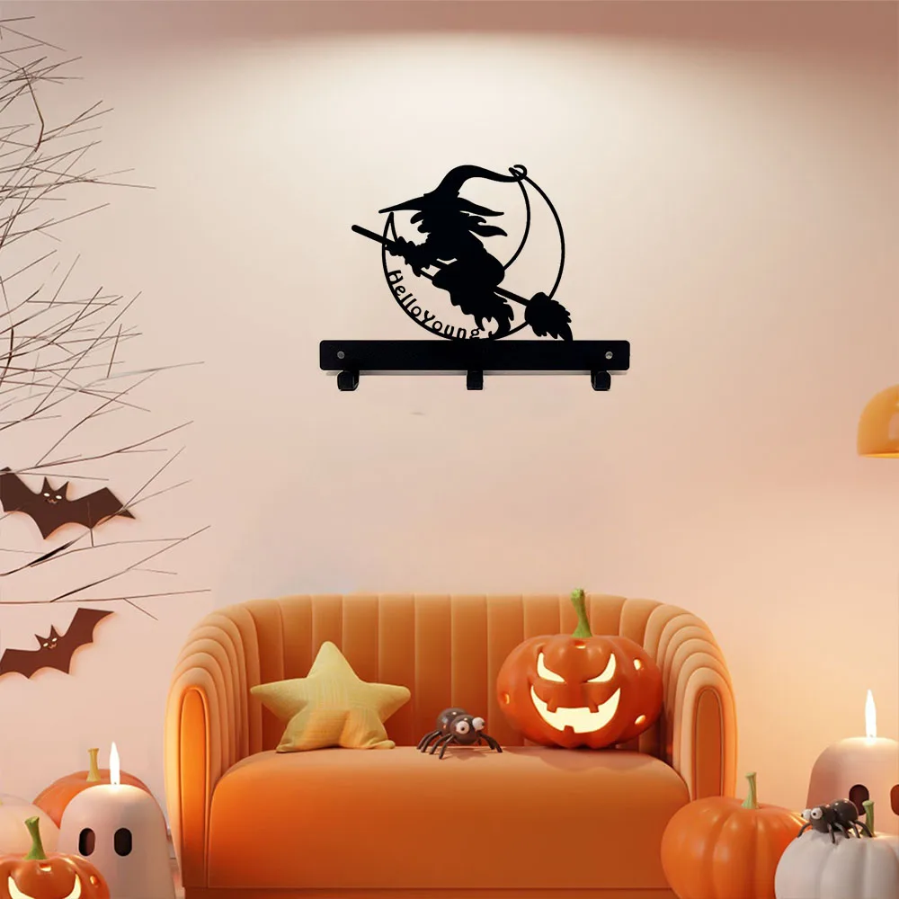 

Charming 1pc Halloween Hook Decor: Moon Witch Design for Clothes and Key. A Delightful Storage Rack for Halloween.