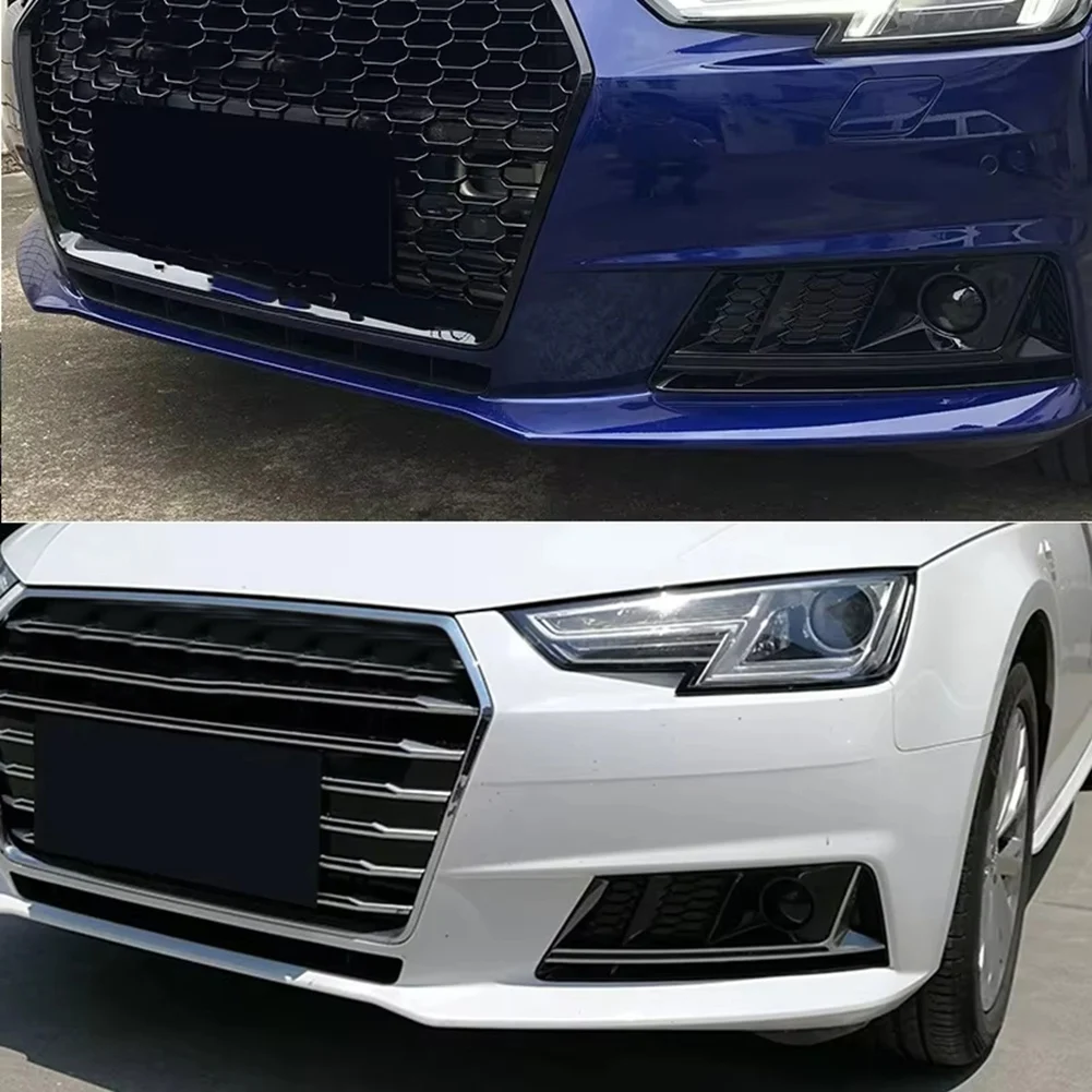 ABMH-Fog Light Grille For A4 A4L S4 B9 2017- 2018 Front Bumper Hood Trim Bezel Lid