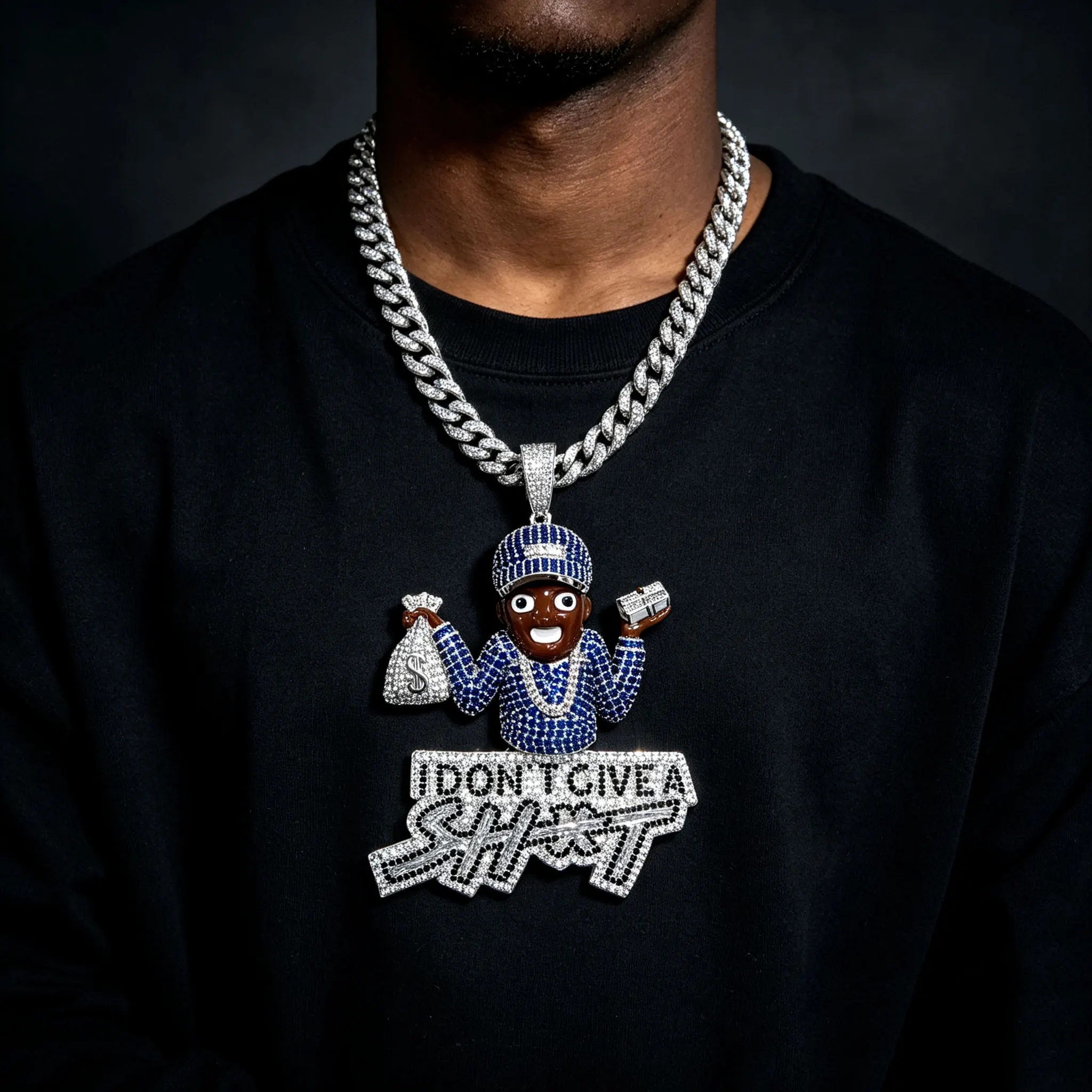 Ice Crystal Light Luxury Multi Color Letter Combination 3D Portrait Pendant Hip Hop Boutique Jewelry Male and Female Rap Singer Streetwear Can Be Paired with Cuban Chain Unique Gifts Commemorative Gifts