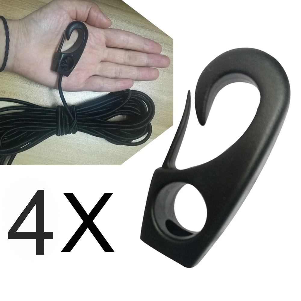 4PC Durable Naylon Canoe Kayak Bungee Rope Cord Clip Hook Shock Cord Rope Hook Clip 6 PC