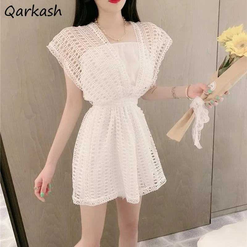 Pagliaccetti da donna scava fuori design con scollo a V popolare High Street estate colore puro adorabile casual femminile minimalista sexy elegante Mujer