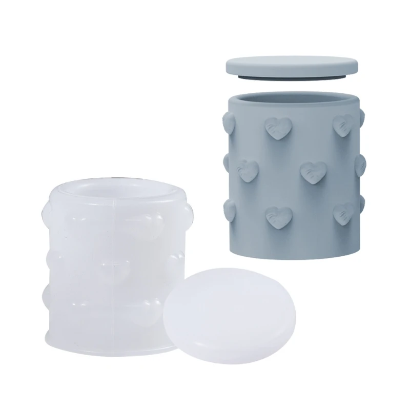 

N1HE Flexible Resin Heart Embossed Case Silicone Moulds For Creating Individualized Storage Jars And Decorative Holders