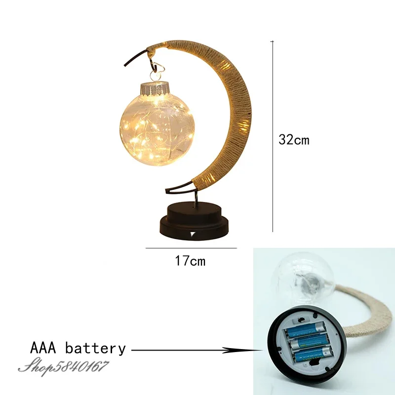 Imagem -04 - Rattan Led Moon Lamp para Crianças Luz Noturna Bateria Usb Branco Quente Rgb Luz Noturna Quarto Mesa Mesa Crianças Bebê