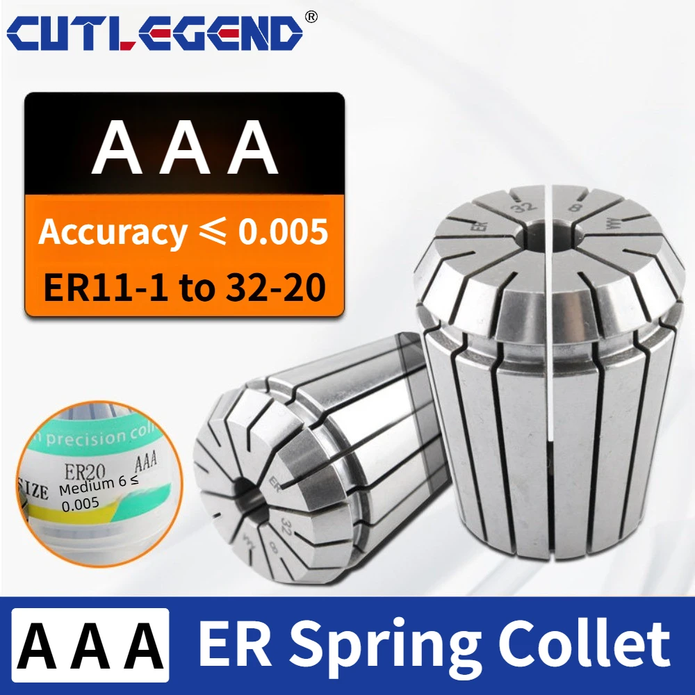 CUTLEGEND AAA 0.005 ER ER11 ER16 ER20 ER25 ER32 2mm 3mm 4mm 5mm 6mm 7mm 8mm 9mm 10mm Spring Collet Chuck CNC Set Clamping Tool