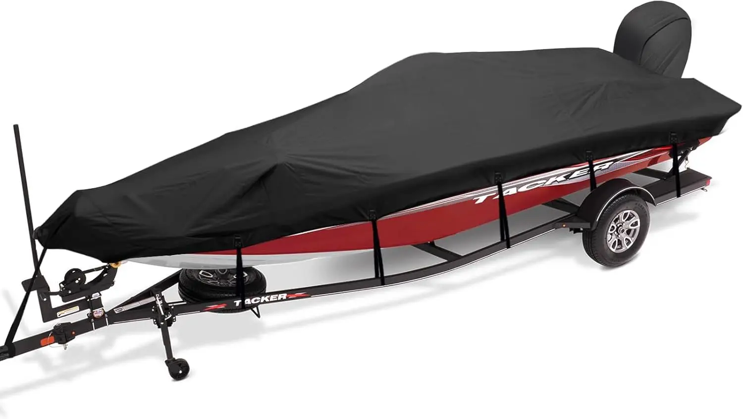 

Boat Cover 17-19ft V-Hull Tri-Hull Runabout, 900D Marine Canvas Waterproof with Outboard Motor Cover