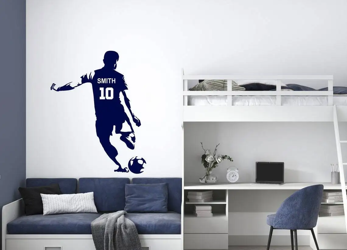 Personalized Name Football Wall Decal Football Player Wall Sticker Football Wall Decoration Kids Room Sports Sticker Diy49