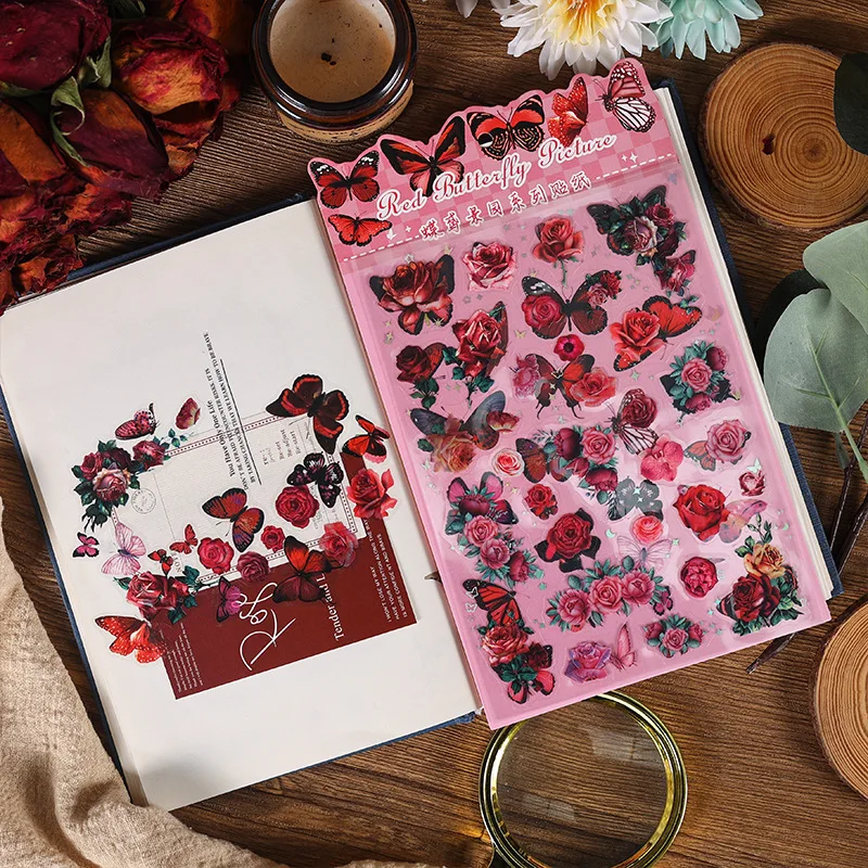 2 Sheets Flower Butterfly Planner Stickers DIY Decorative sticker for Scrapbooking Diary Notebook Letters Children sticker
