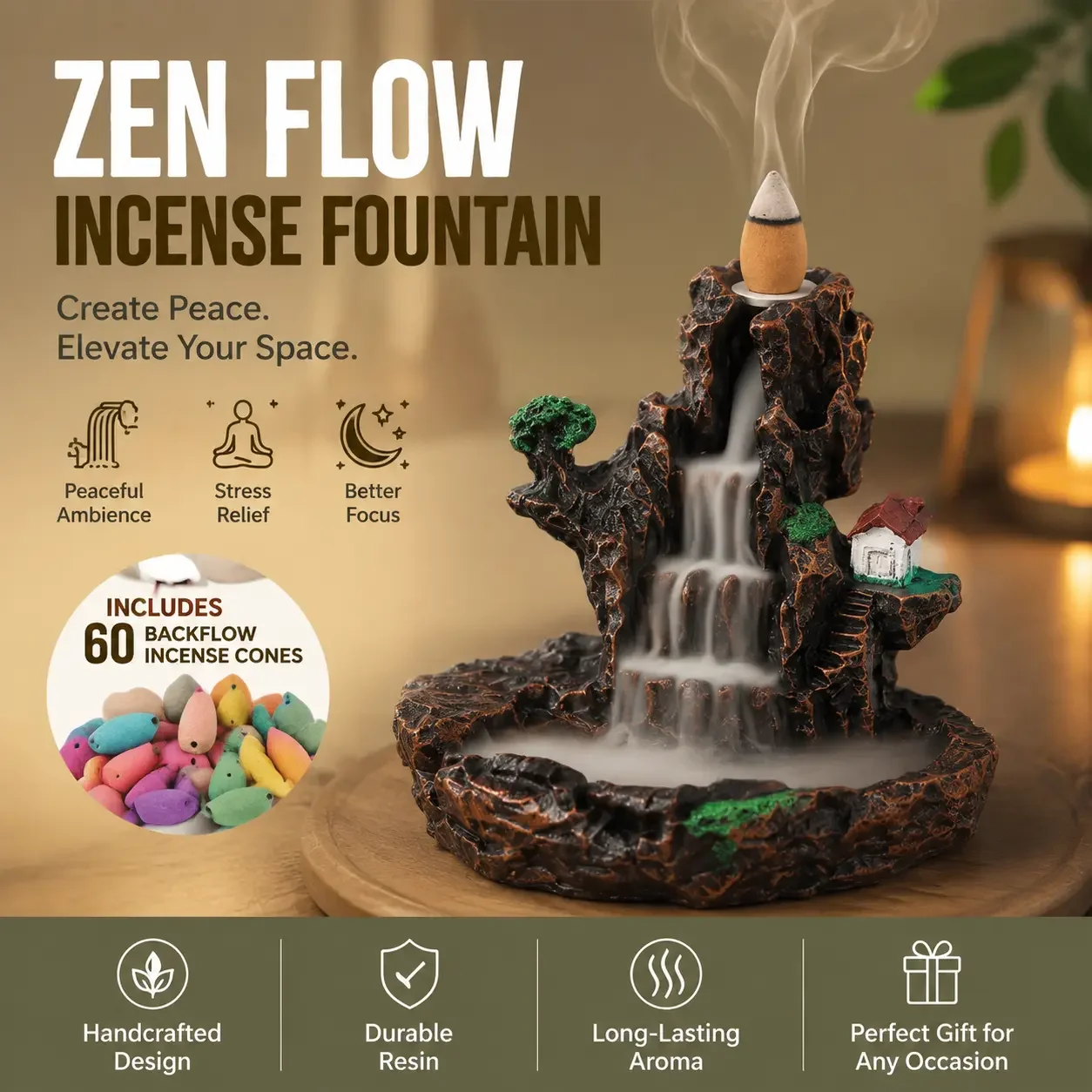 Resin Resin Mountain Backflow Incense Burner – Aromatic Scent Freshener & Home Fragrance Accessory, Practical Aromatherapy Decor for Meditation, Bedroom Relaxation & Indoor Use, Creates Calming Mist Flow, Durable Resin Craft, Ideal Mindfulness Gift-YY2 - Aliexpress Deal