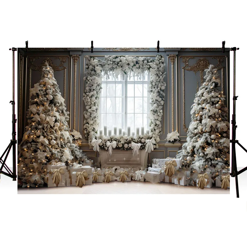 Mehofond Photography Background Winter Interior Christmas Window Xmas Tree Gift Kids Family Portrait Decor Photo Backdrop Studio