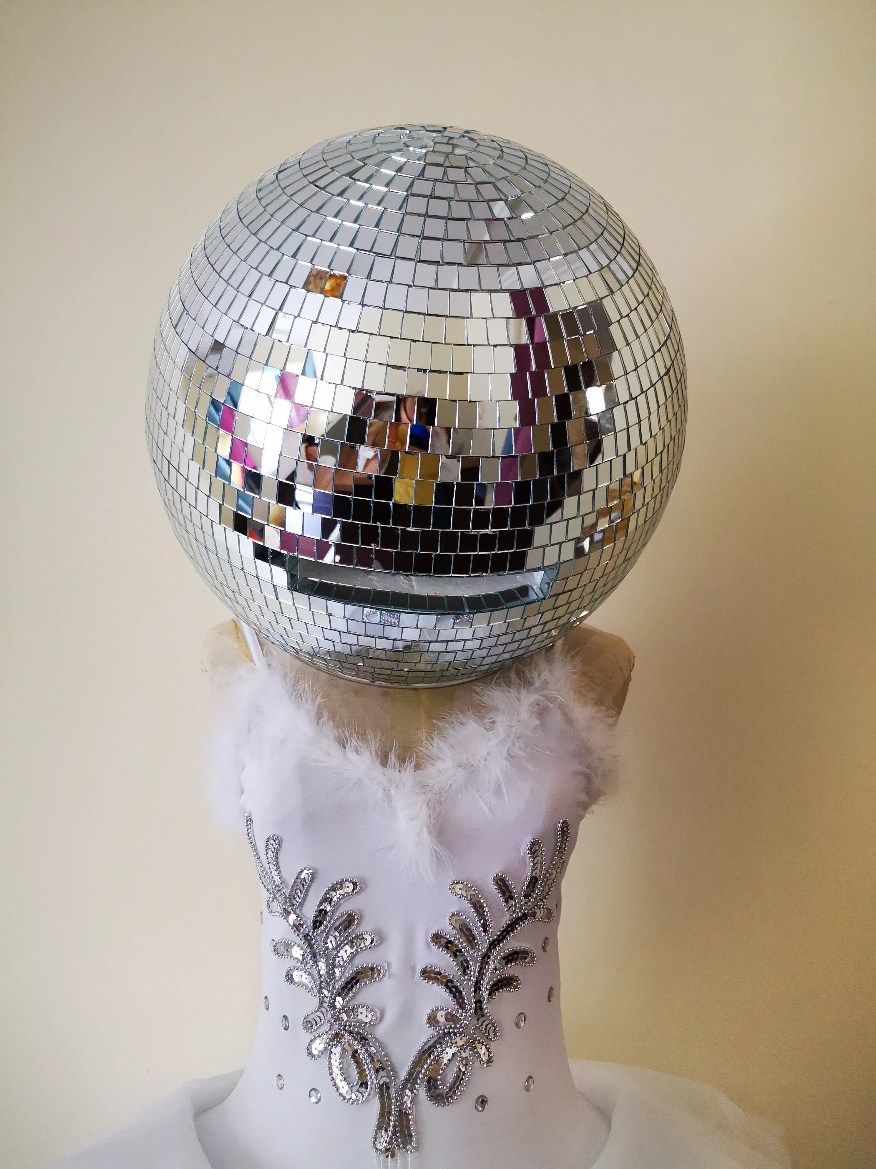 Disco Gold Mirror Ball Helmet Silver Mask Cosplay Show DJ Nightclub Musical Festival Dance Party DJ Bar Stage Performance