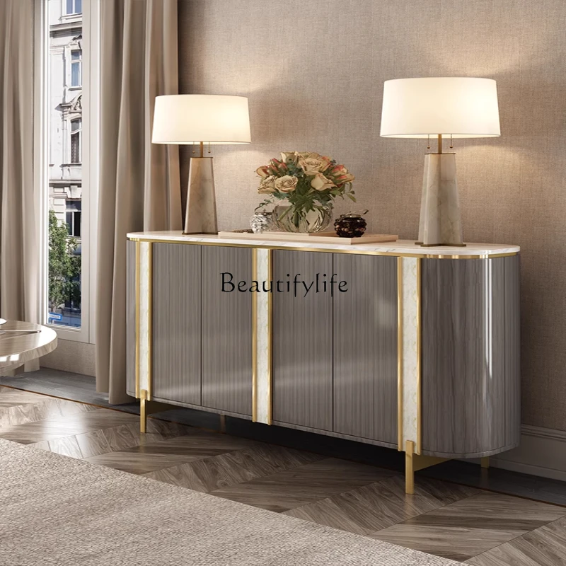 Modern Light Luxury Solid Wood Entrance Cabinet Marble Table Storage Living Room Decoration Home Shoe Cabinet