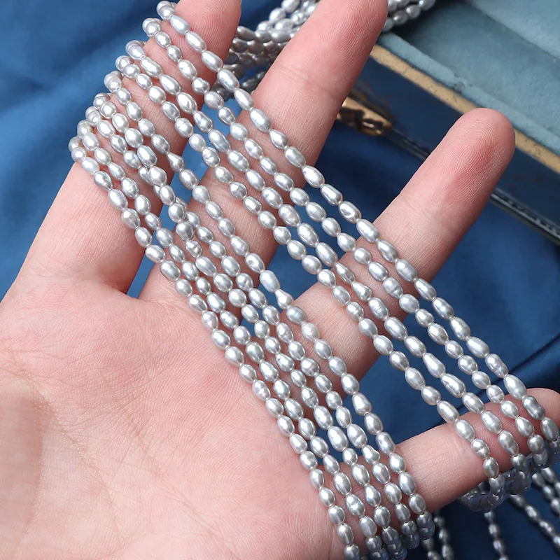

2.5–3mm Irradiated Grey Mini Rice-shaped Natural Freshwater Pearl Semi-finished Beads for Jewelry Making DIY Necklace Bracelet