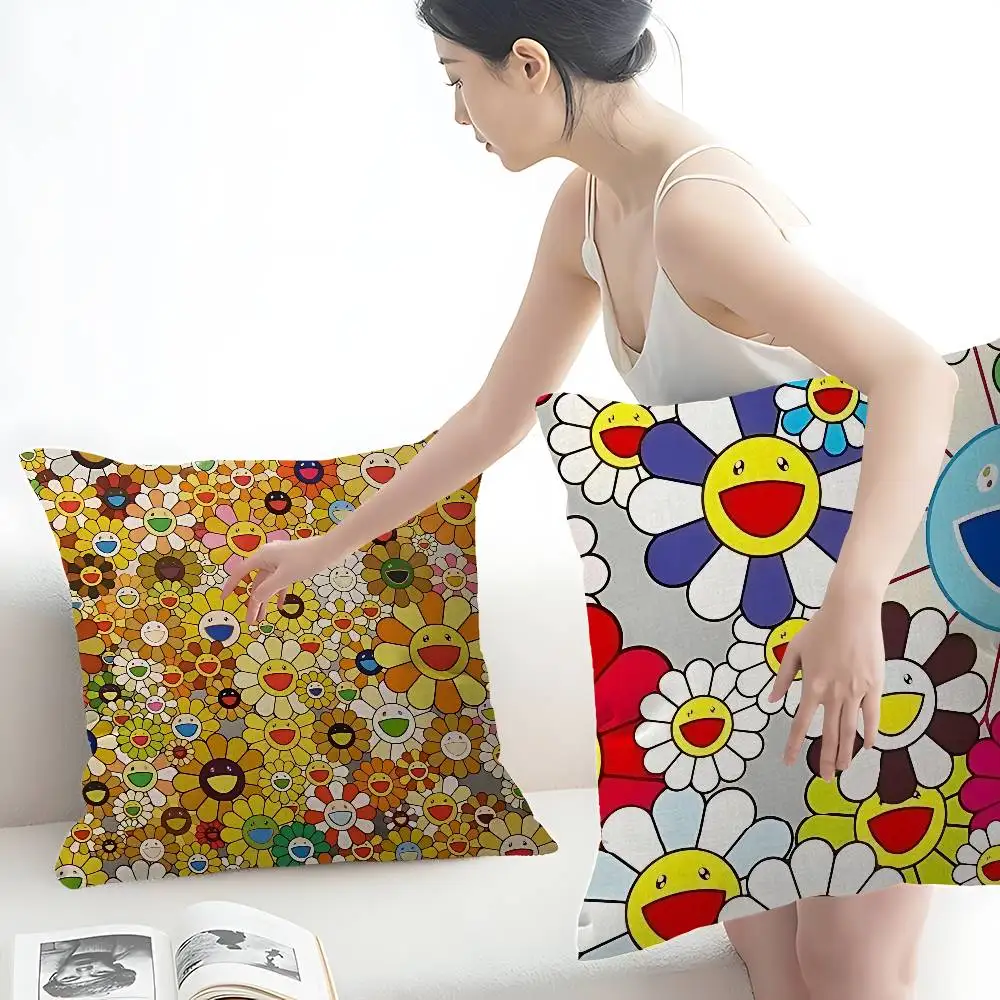 Art T-Takashi M-Murakamis Pillow Anime Pillow Sofa Bed Head Pillow Cover Cushion Cover 45x45 cm Fashion