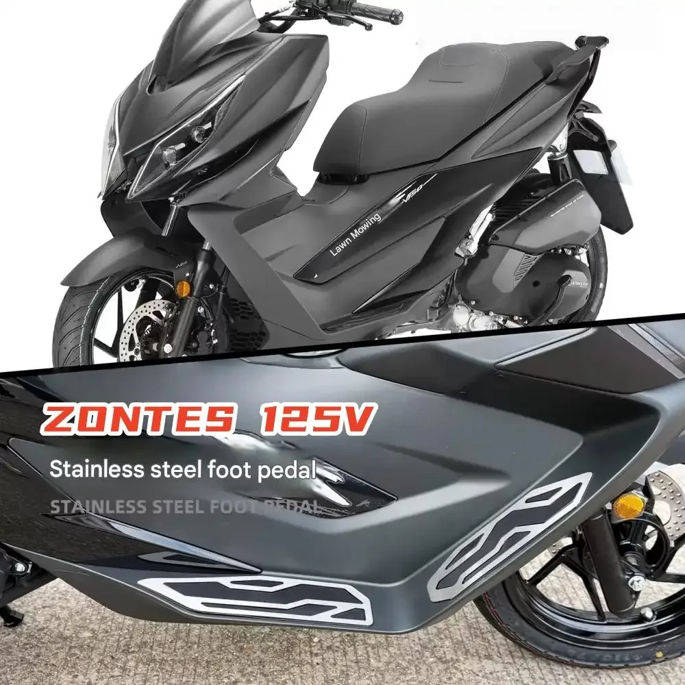 FOR ZONTES 125V Modified Stainless Steel Foot Pedals, Wear-resistant and Anti-slip Footpads, Non-destructive Installation