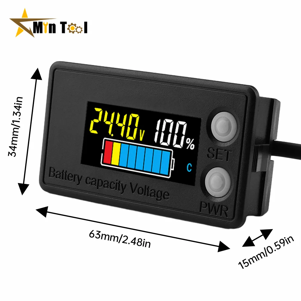 DC8-100V Battery Capacity Indicator LCD Digital Meter Lead-acid Lithium LiFe PO4 Voltage Tester for Car Tool Accessory