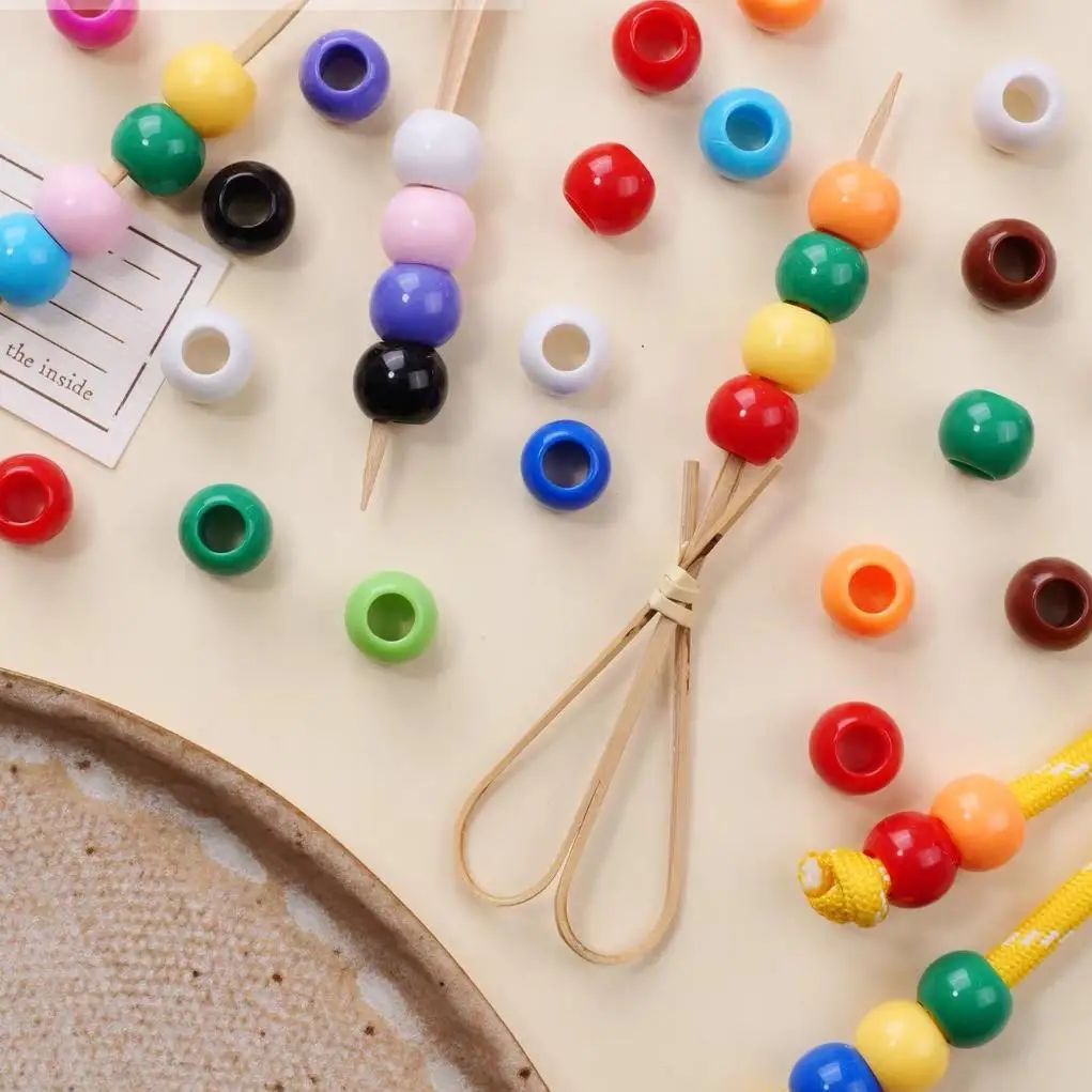 50pcs/lot multi-colored Large Hole Pony Beads Plastic Beads For Bracelets Making DIY Crafts Jewelry Key Chains And Decorations