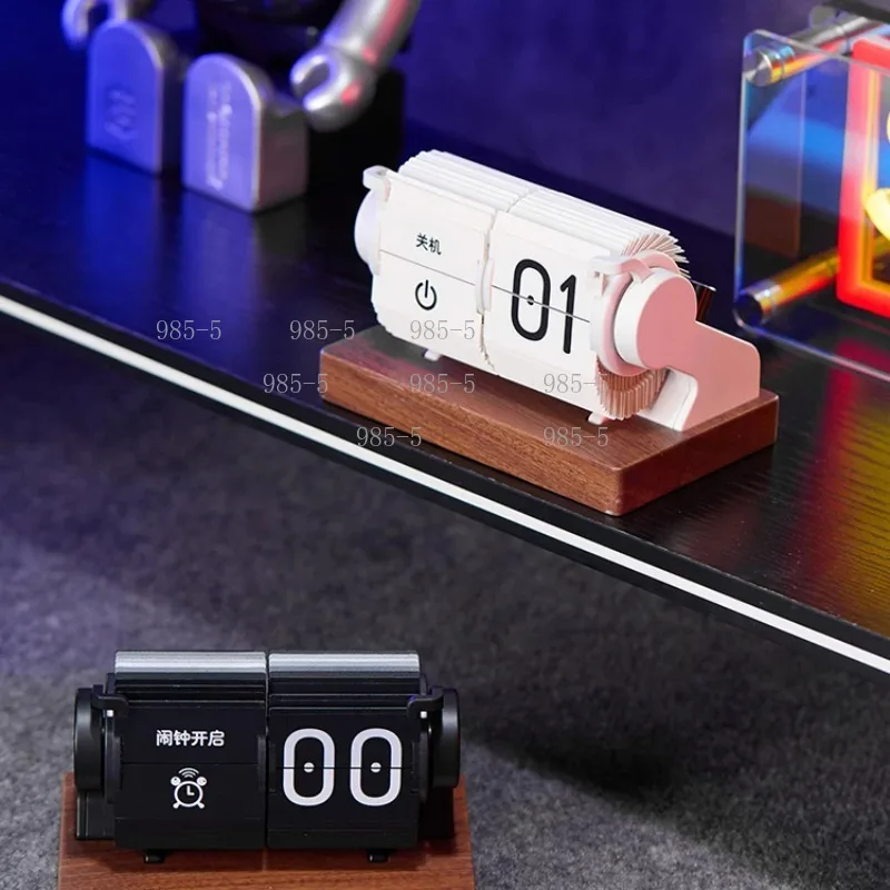 Creative Mechanical Flip Clock Desktop Alarm Clock Multifunctional Time Management Timer with Automatic Calendar