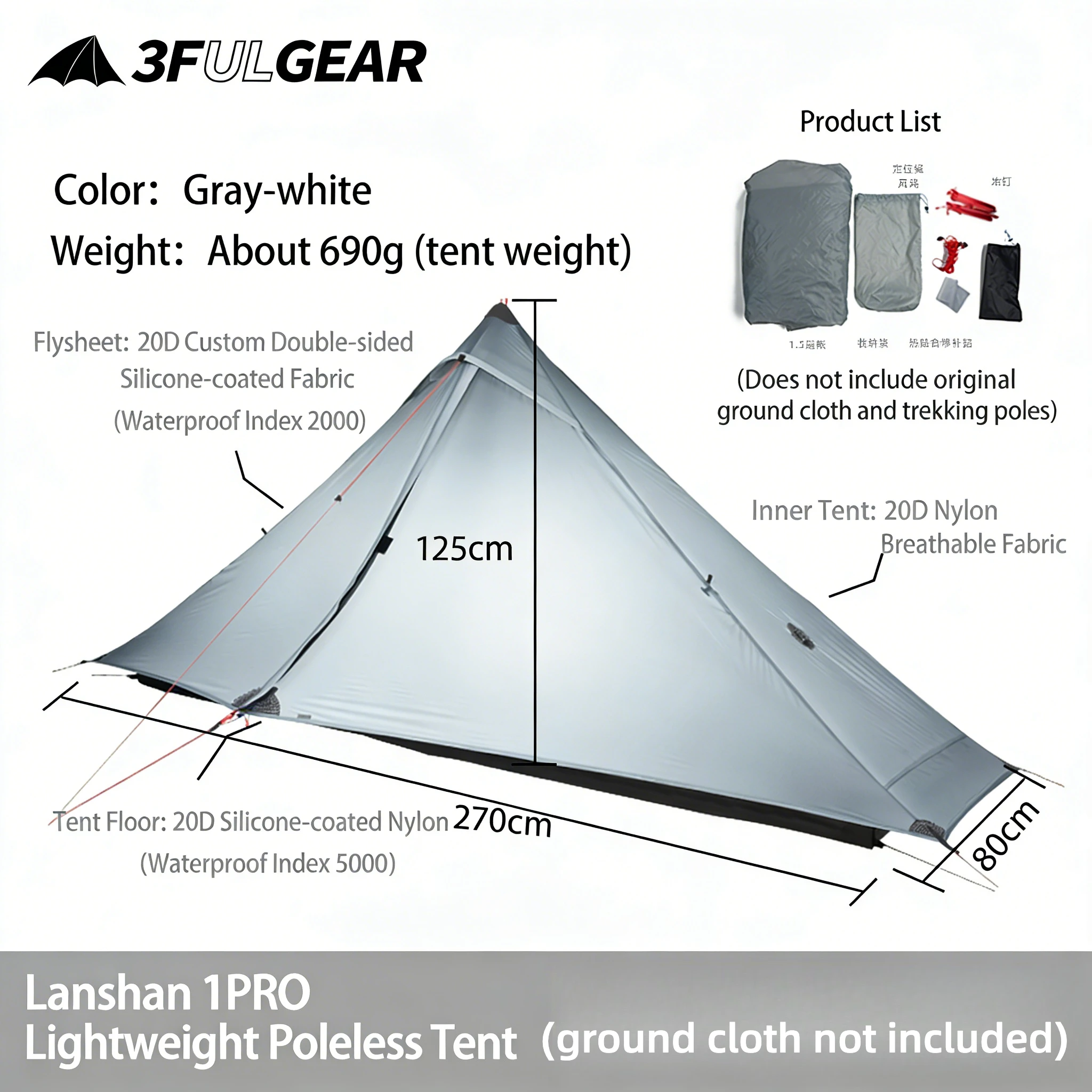 3F UL GEAR Lanshan 1Pro 2026 Tent Outdoor Ultralichte Campingtent 690g/1.52lb Silpoly Tent T-zip Deur Waterdicht Wandelen Klimmen