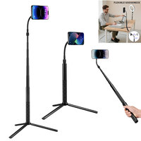 Flexible Magnetic Phone Tripod Aluminum Gooseneck Selfie Stick Tripod for iPhone Android w1/4 for Fill Light Stand Selfies Video