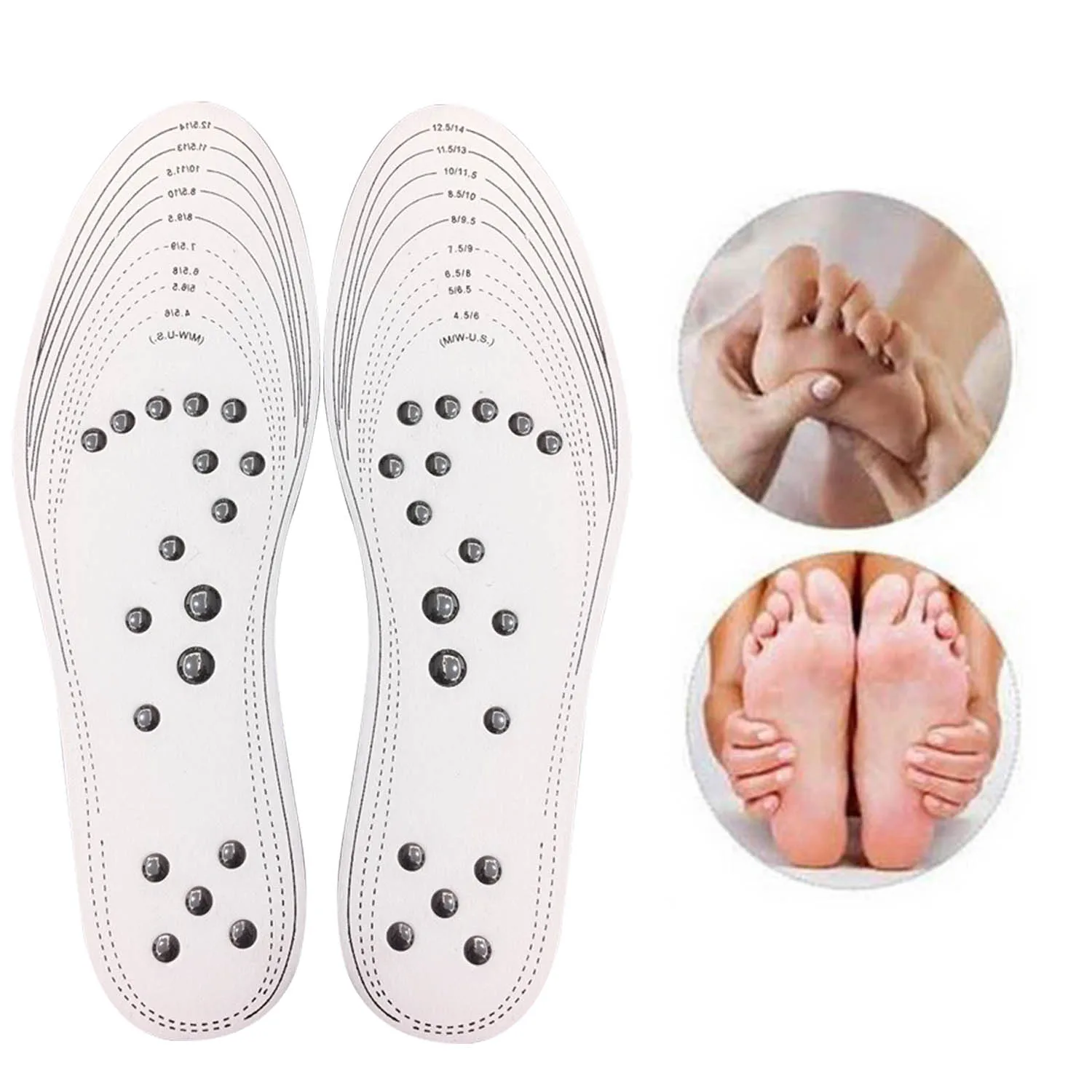 

1 Pair Magnetic Therapy Acupressure Massage Shoe Insoles Pads Memory Foam Foot Care Cushion for Men Women