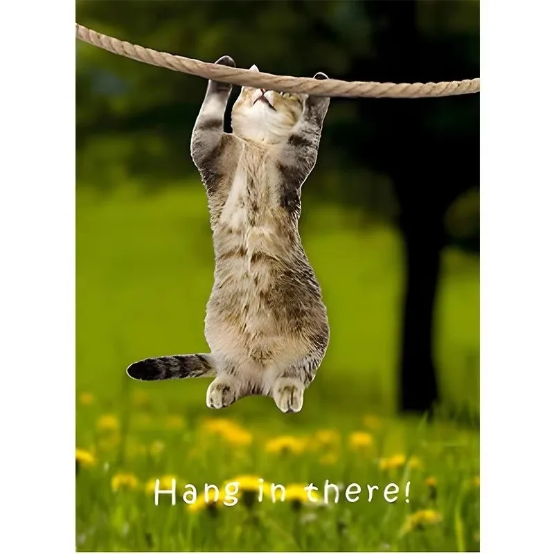 Hang In There Baby Cute Cat Yoga Poster Canvas Painting Wall Art for Home Office Shop Decor Adorable Pet Animal Prints Pictur