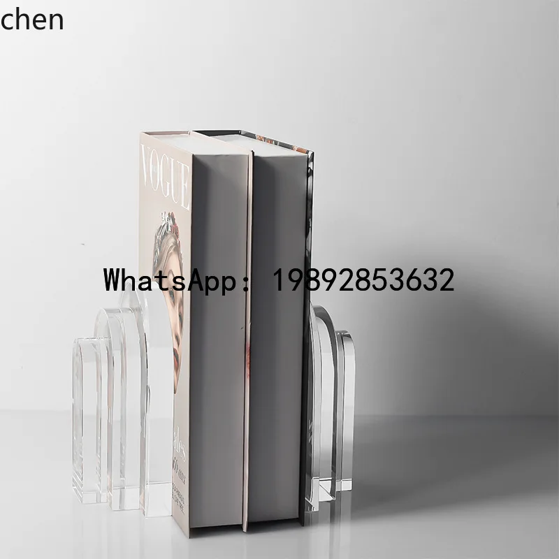 

ZZ Crystal Bookend Desktop Book Stand Decorative Home Ornament for Study Room and Model Home