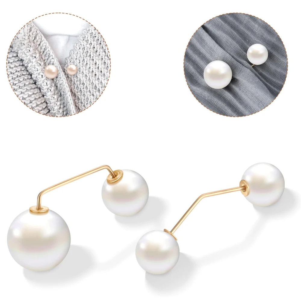 6 PCS Artificial Pearl Brooch Pins Sweater Shawl Clips Pearl Brooch for Women Safety Pins Decorative Pins for Clothing Cardigan