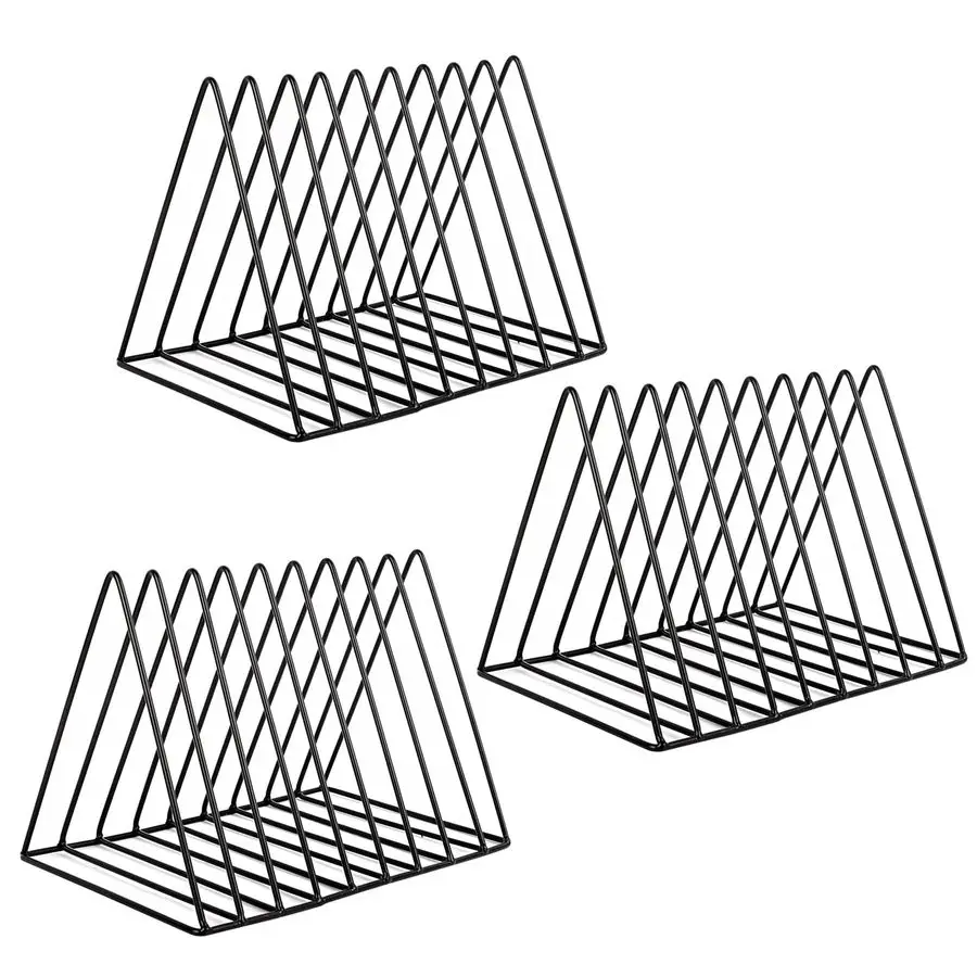 

Органайзер для виниловых пластинок, металлическая подставка на 9 слотов для журналов и альбомов, стильный треугольный настольный сортировщик файлов для хранения