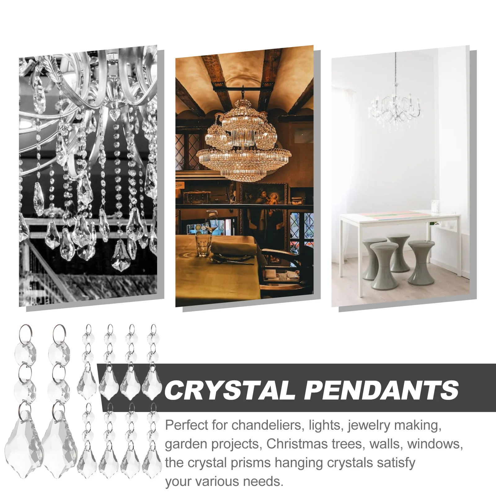 10 Buah Kristal Prisma Kristal Gantung Liontin Transparan untuk Lampu Gantung Dekorasi Pernikahan Ornamen Pesta Rumah