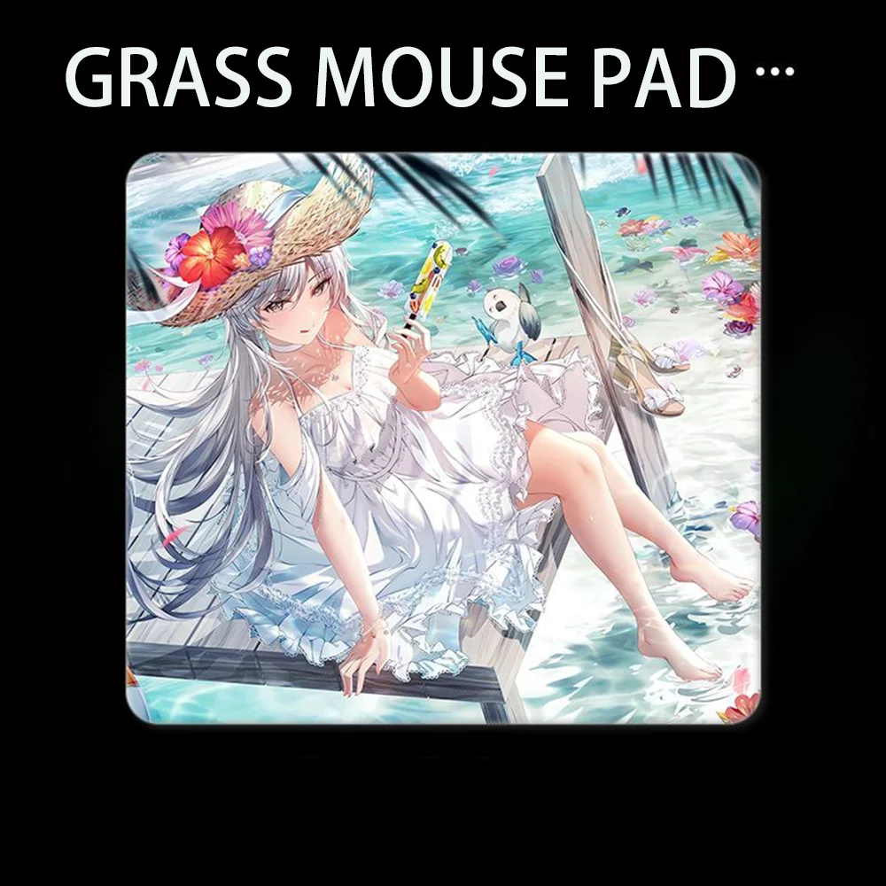 Photovoltaic Glass Mouse Pad Tempered Upgrade Smooth FPS Game & Office Anime Theme Game Specific Mouse Pad Beach Girl Desk Mat