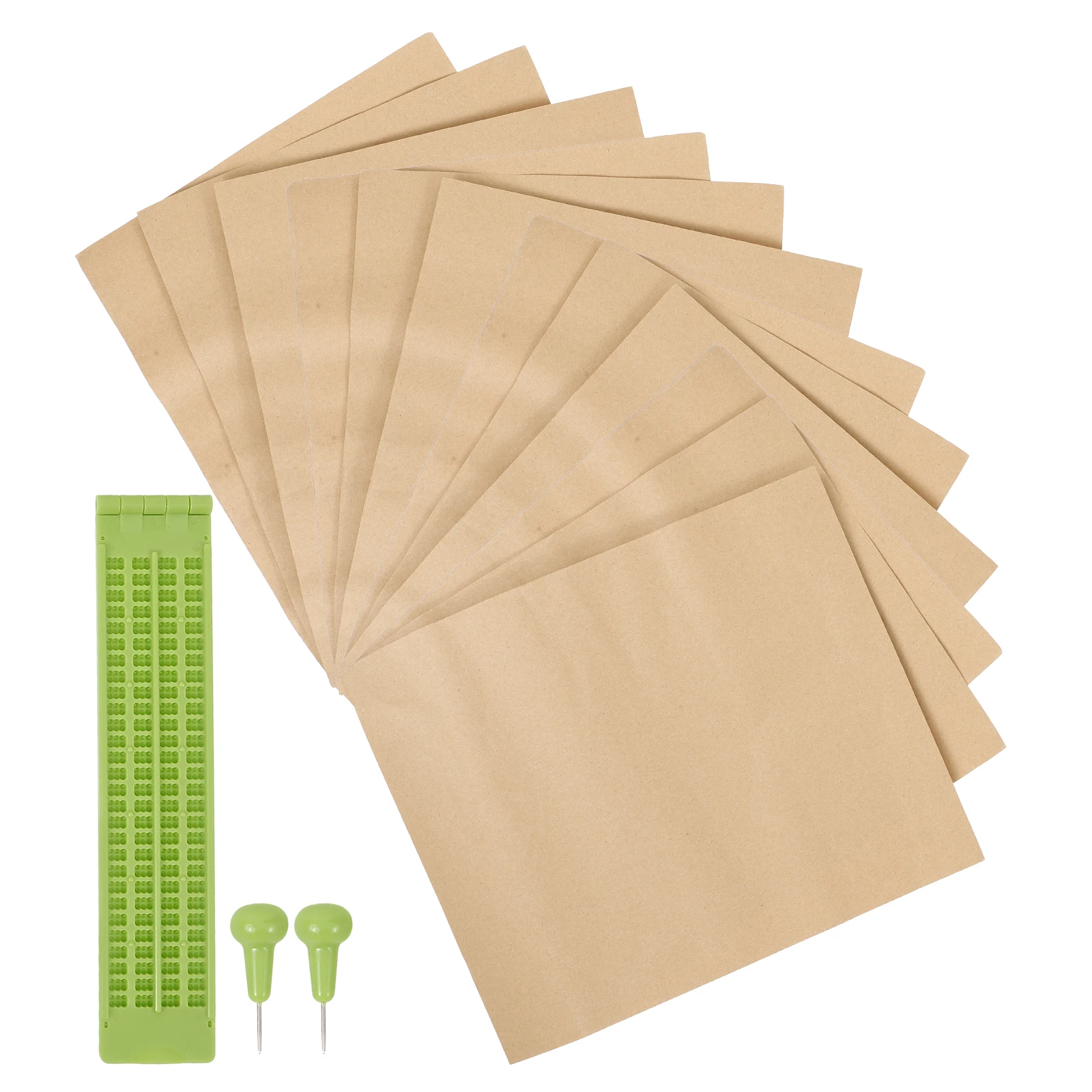 

Многоразовая Брайля для письма для слепых прочных пластиковых пластин, легкая портативная тренировочная доска, учебный инструмент, набор стилусов, оптом