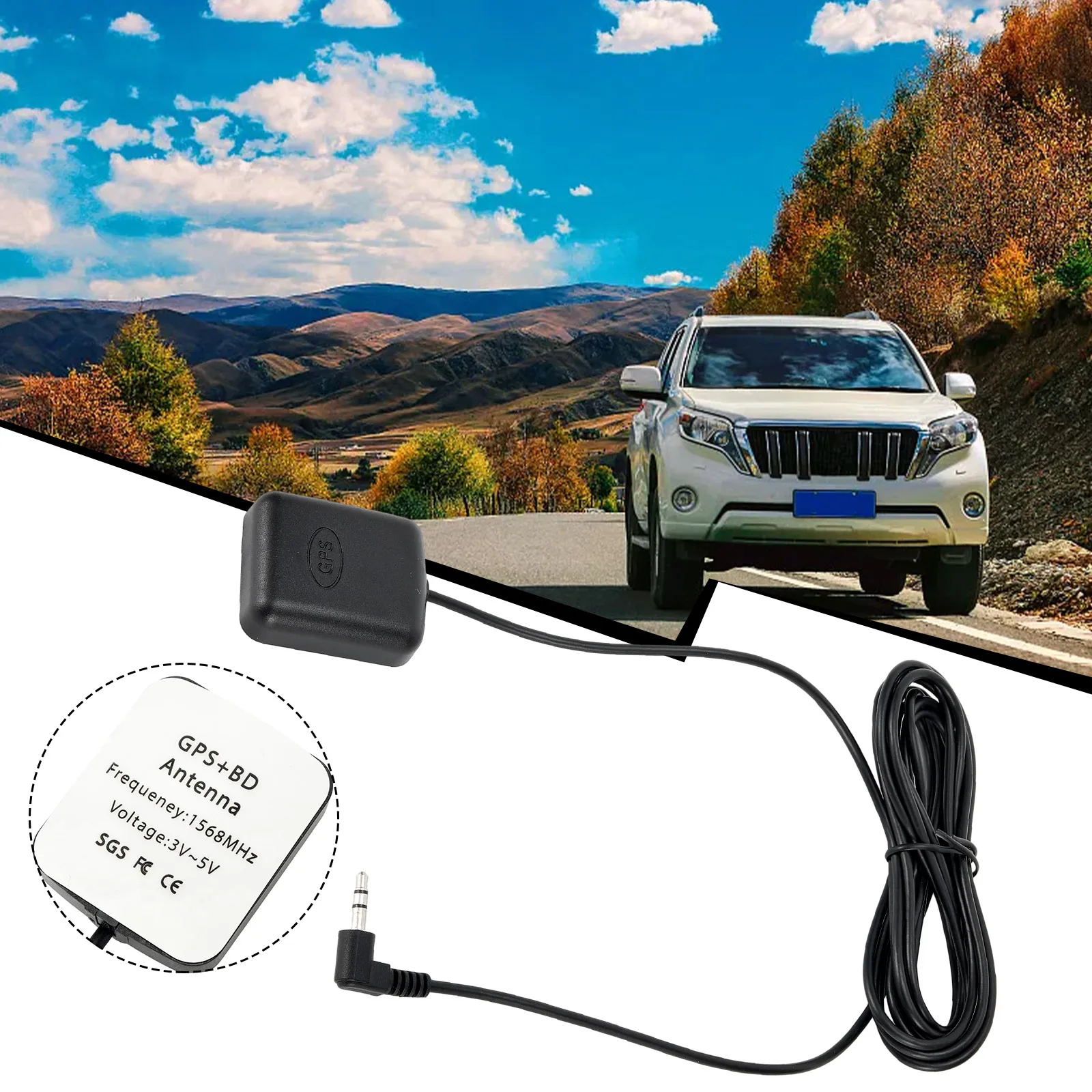 1pc Car GPS Receiver Module With Antenna 3.5mm Elbow For Car Truck SUV Dash Cams Dash Camera External GPS Accessories