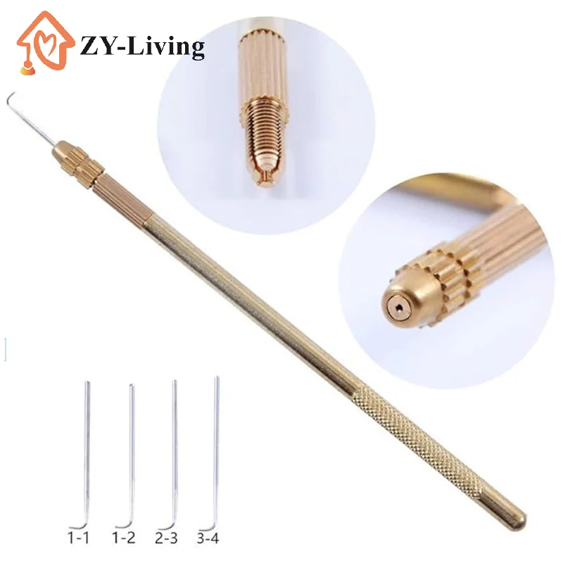 

Игла для вентилирования кружевных париков с отсоединяемой латунной ручкой, инструмент для изготовления и ремонта париков, инструмент для наращивания волос